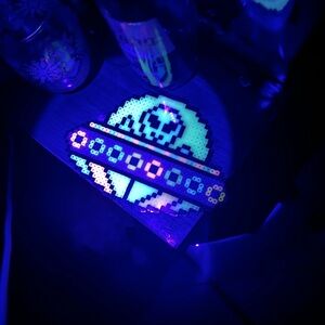Glow in the dark UFO perler Bead necklace rave Kandi